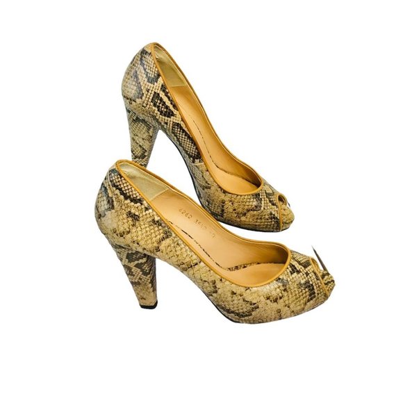 Billi Bi Copenhagen Snake Leather Print Peep Toe High Heel Shoes Pumps Size 40 - Picture 1 of 10